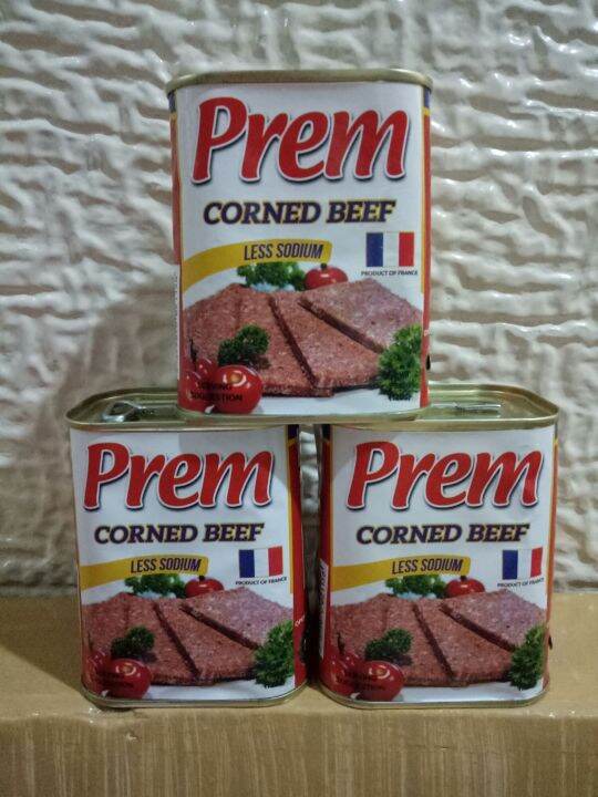 PREM Corned Beef (Less Sodium) Pack of 3 x 340g Product of FRANCE