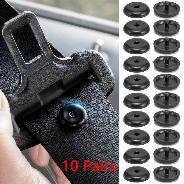 10PCS Universal Seat Belt Button Stop Snap Fit On System No Welding