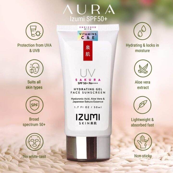 Izumi Skin Hydrating Gel Face Sunscreen by AURA Lazada PH