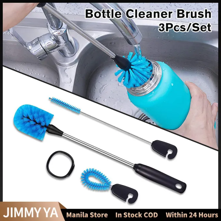3pcs Stainless Steel Water Bottle Cleaning Brush Sets Handle Bottle