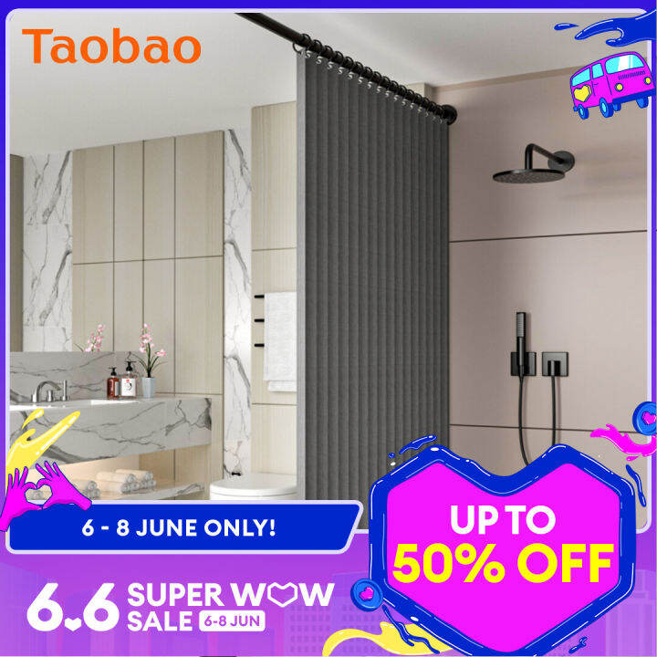 Shower Curtain Set PunchFree Toilet Foldable WaterRepellent