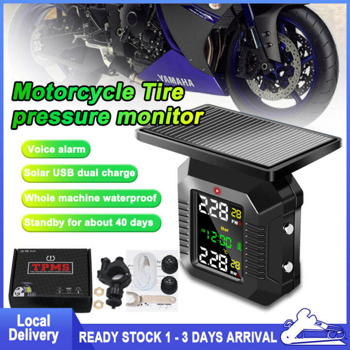 TPMS Motorcycle Tire Pressure Monitor LCD Display Wireless Tyre