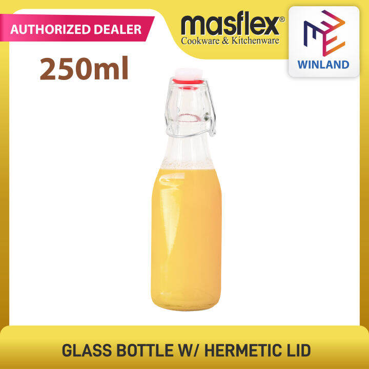 clear glass bottle with hermetic lid