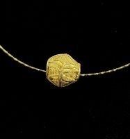 JN015 สร้อยคอลูกปัดไซเธียนโบราณสีทอง ขนาดสร้อย: 18นิ้ว/45.72ซม. ขนาดลูกปัด: 16.99มม. Gold Necklace with Scythian Gold Bead, Necklace Size: 18Inch/45.72cm. Bead Size: 16.99mm.