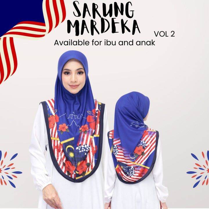 Tudung Sarima Sarung Merdeka Ibu dan anak Free size | Lazada