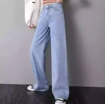 Huakaishijie Women High Waisted Baggy Jeans Vintage Wide Straight Leg  Boyfriend Denim Cargo Pants with Pockets - Walmart.com