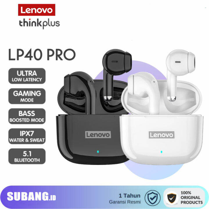 Lenovo Lp40 Pro Ipx5 True Wireless Earphone Bluetooth 51 Earbuds Low Latency Gaming Tws Headset 6076