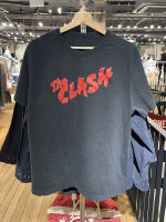 เสื้อทีเชิ้ตแขนสั้นทรงหลวมพิมพ์ลาย Clash คอกลมสีดำวินเทจสไตล์อเมริกันแบบใหม่จากเว็บไซต์ทางการ BM เสื้อบอร์ดใหญ่ผ้าฝ้ายแท้ BM