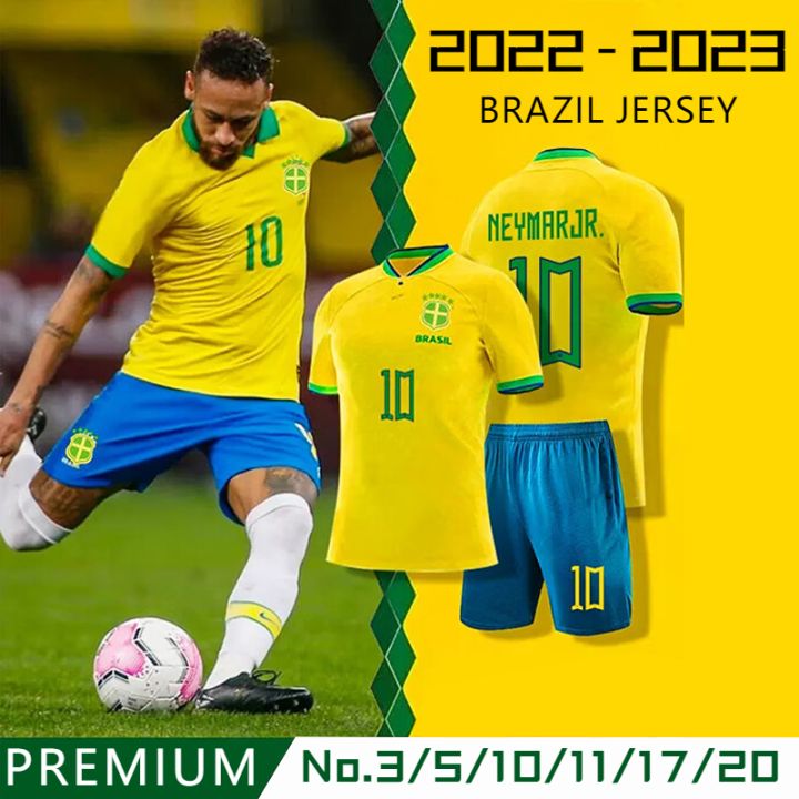 Neymar Jr 10 Brazil Football Ringer T-shirt Yellow/green 