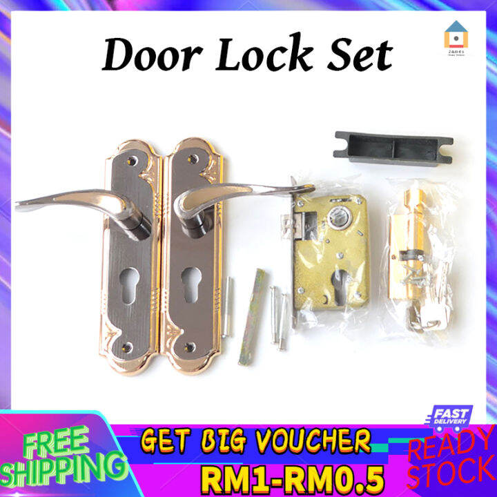 【Malaysia Spot Sale】Door Lock Set Aluminium Alloy Tombol Pintu Rumah