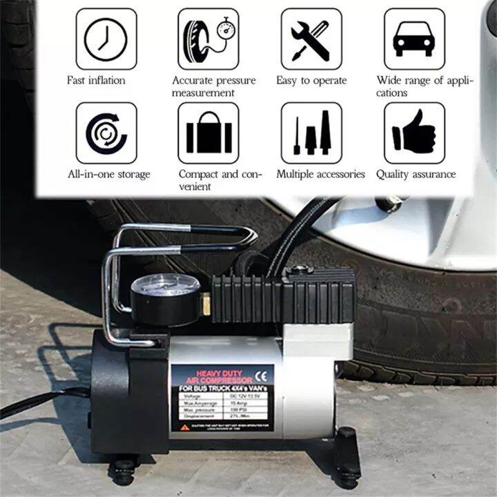 【ready Stock】portable Super Flow Dc 12v 150psi Air Compressor Tyre 