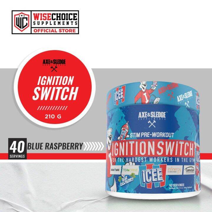 AXE & SLEDGE STIM PRE WORKOUT IGNITION SWITCH 40 SERVINGS ICEE BLUE