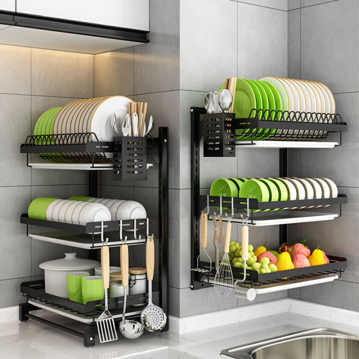 Kitchen Rack Wall-mounted Stainless Steel Draining Bowl Rack