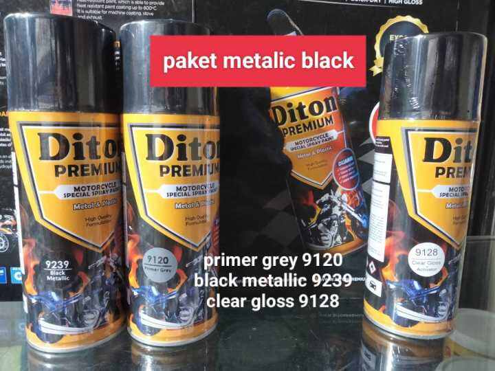 CAT SEMPROT PILOK DITON PREMIUM PAKET BLACK METALLIC 9239 PRIMER GREY