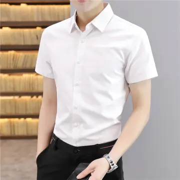 White short sleeve hot sale button up mens