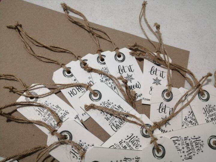 50 pcs White Christmas Tag with Jute String / Gift Tag Lazada PH