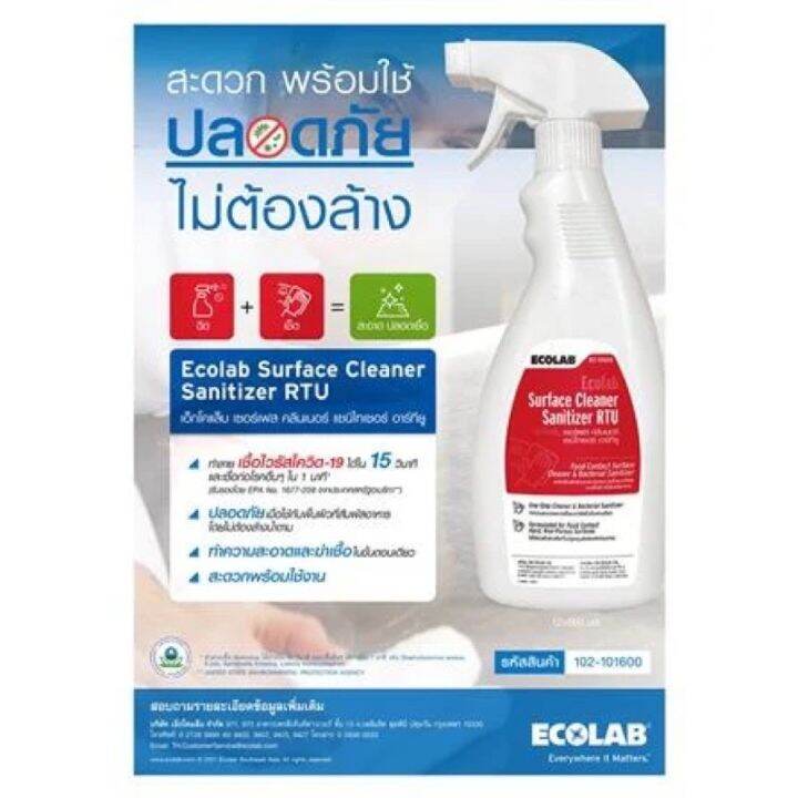 สเปรย์ ทำความสะอาด และ ฆ่าเชื้ออเนกประสงค์ ECOLAB RTU 500 มล. Surface