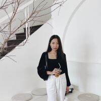 everyday.created - julie top เสื้อกำมะหยี่สีดำแขนยาว