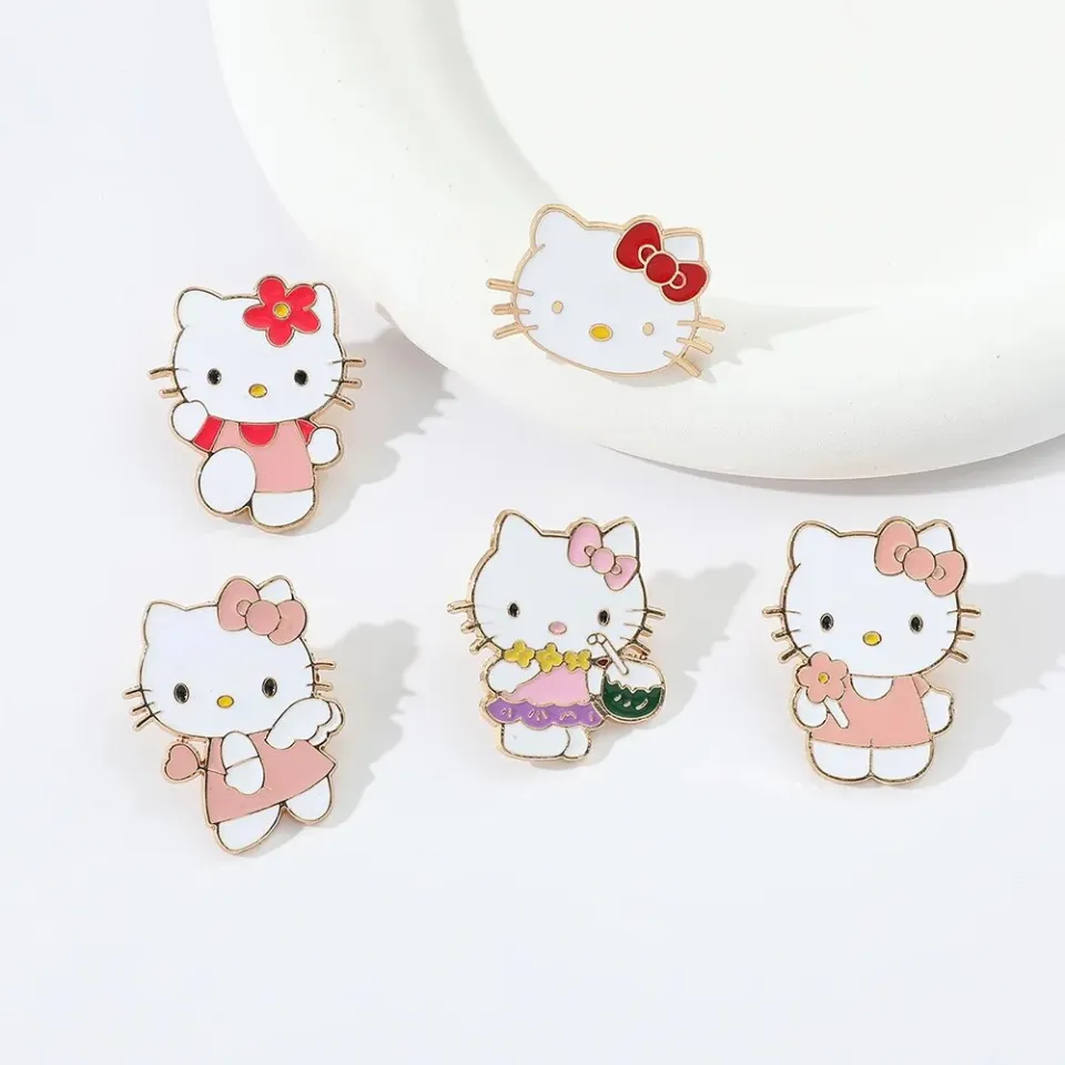 Sanrio Hello Kitty Cute Kit Cat Lapel Pins for Backpacks Brooches for Women  Enamel Pin Fashion Jewelry Accessories Birthday Gift