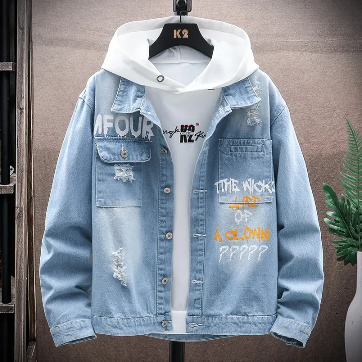 10 Boys' Autumn Ripped Denim Jacket 12YearOld Boy Handsome Autumn