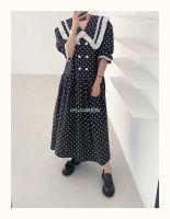 (circle)Polka dots Dress (circle) แมกซี่เดรสจุดป้าย YPY