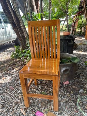 TT.Shop เก้าอี้ไม้สักพนักพิง สีสัก ขนาด40*40สูง45cm. เอ้าอี้มีพนัก เก้าอี้พิงซี่ตั้ง