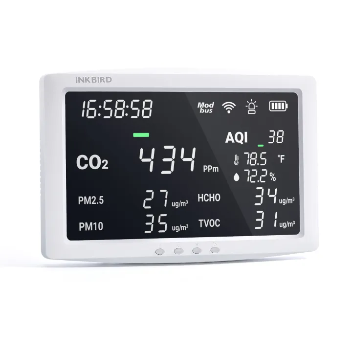INKBIRD IAQM128W 8In1 Air Quality Monitor 11.4 Inches Screen WIFI APP Detects CO2 PM2.5 PM10