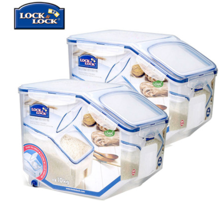 Lock＆Lock Rice Bucket 10kg Home Rice Container Flour Bucket Airtight Storage MoistureProof