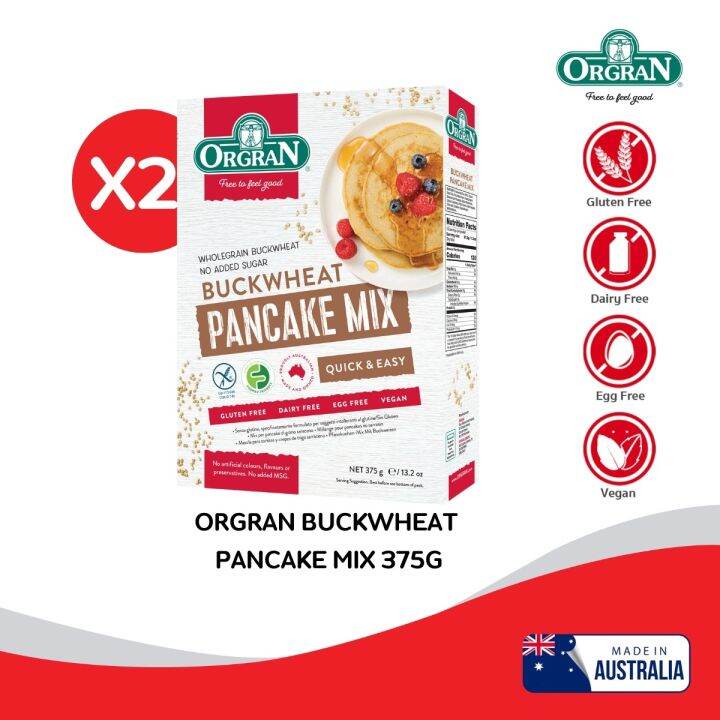 Exp.19/5/2023[แพ็คคู่] ORGRAN BUCKWHEAT PANCAKE MIX 375G ออร์แกรน