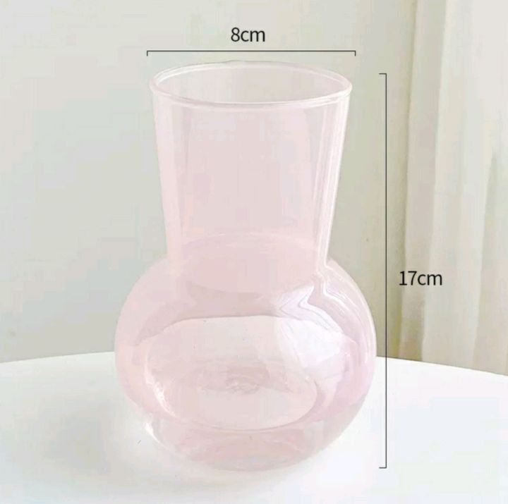 แจกันแก้วไฮโดรโปนิค-สีชมพูพาสเทล-ส่งจากประเทศไทย