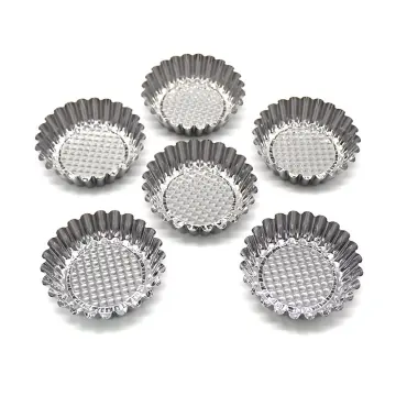 20PCS Stainless Steel Egg Tart Mold Round Shape Fluted Design