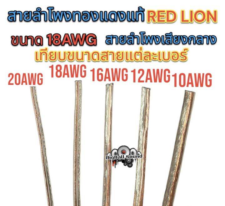 red-lion-สายลำโพง-สายลำโพงเสียงกลาง-สายลำโพงทองแดงแท้-เบอร์-18awg-ขนาด-18awg-ทองแดงแท้100-ยี่ห้อredlion-แบ่งขาย1เมตร-ราคาต่อ1เมตร-ตัดยาวเส้นเดียว-สายลำโพงรถยนต์-สายไฟ-สายลำโพงเสียงกลาง-สายลำโพงred-lio