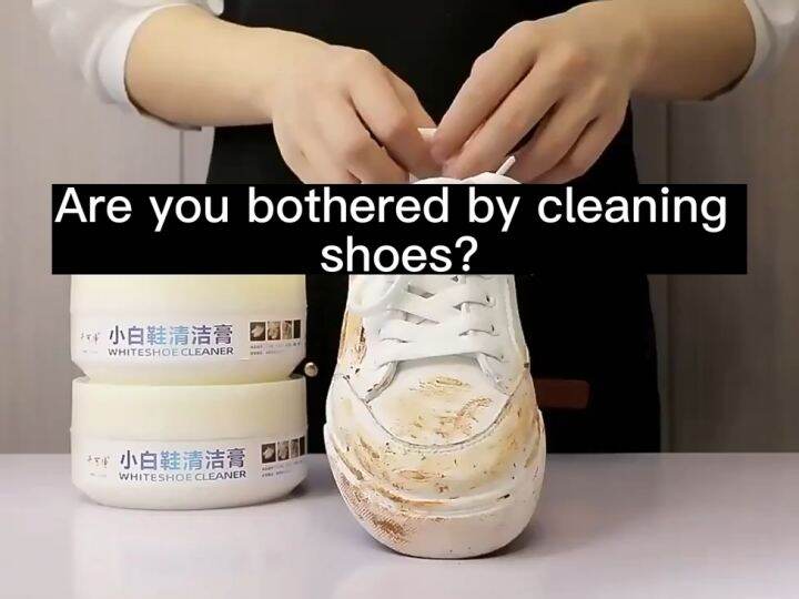 Small white shoes clean cream detergent decontamination maintenance to