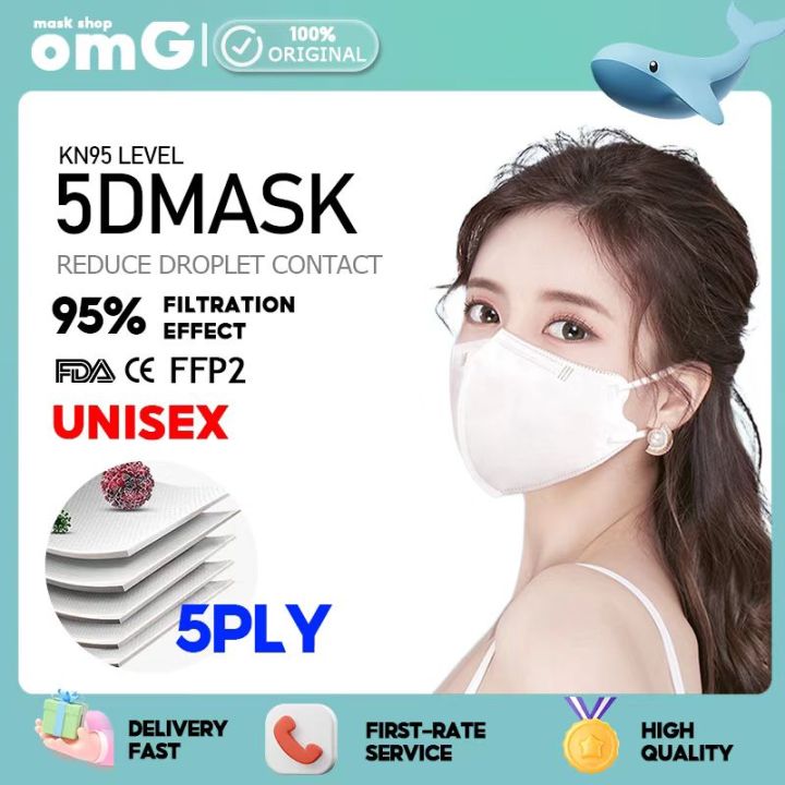 50 Pcs Original 5d Kn95 Face Mask Fda 5ply Approved Black 100pcs