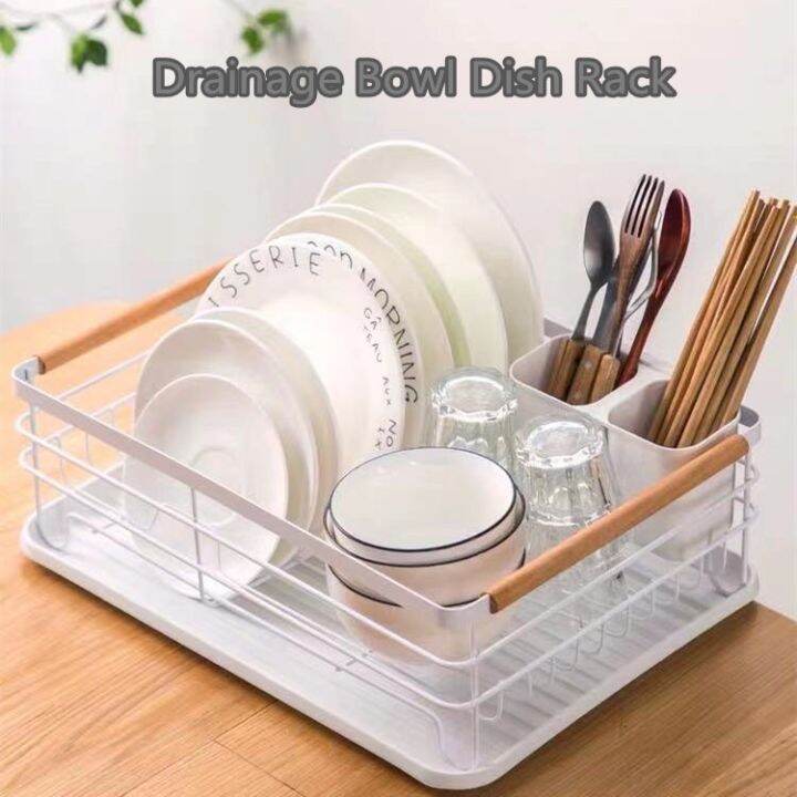 1 LAYER DISH RACK WITH TRAY/wOODEN HANDLE DISH DRAINER W/ tray Lazada PH