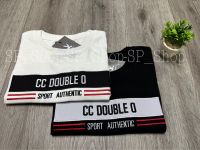 เสื้อยืดงานปักแถบ Cc Double O ทรงตรงใส่ได้ทั้งชาย/หญิง S,M,L,XL