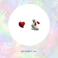 Red Rabbit ต่างหูกระต่ายหัวใจสีแดง ก้านเงินแท้ 925