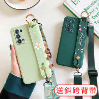 เคสโทรศัพท์มือถือ OPPO opporeno6เคสซิลิโคนนิ่มแบบบาง5G สำหรับ reno6pro reno6pro + ฝาครอบป้องกันมัทฉะหุ้มขอบทั้งหมดลายดอกไม้เล็กป้องกันการตกเรียบง่ายสีเขียวเข้มพร้อมขาตั้งสายคล้องข้อมือสายคล้องคอ