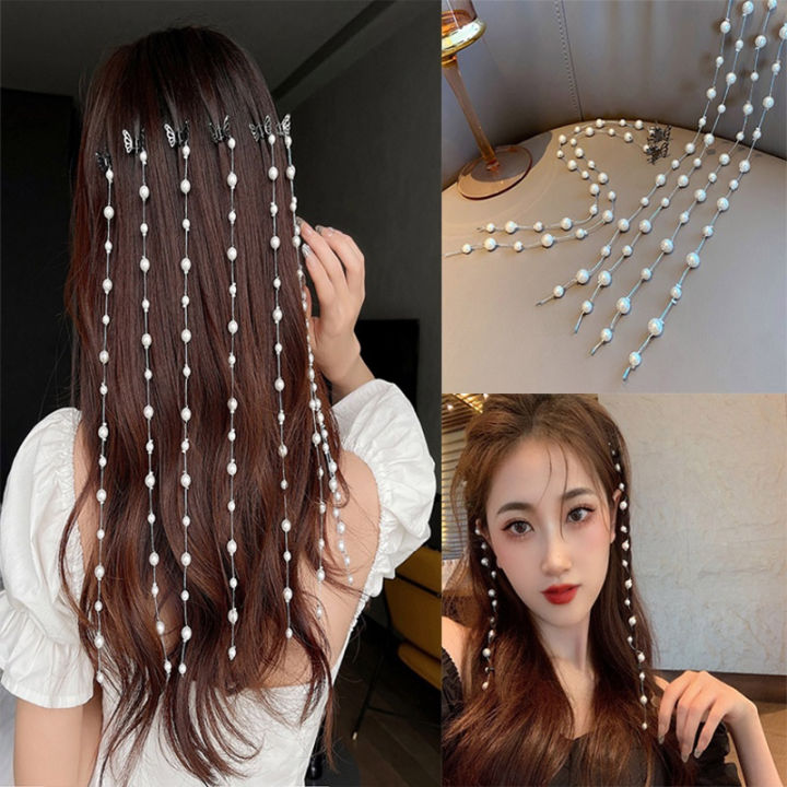 Korean Hairpins for Women Long Tassel Hair Accessories Pearl Braided Hair  Clip Chain Artifact Head Jewelry Wedding Banquet | Lazada