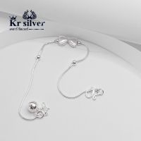 Kr silver | สร้อยข้อมือเงินแท้ ห้อยจี้หัวใจคู่ สร้อยข้อมือเส้นเล็กขนาด 1 mm. (ยาว 6.5-7 นิ้ว)