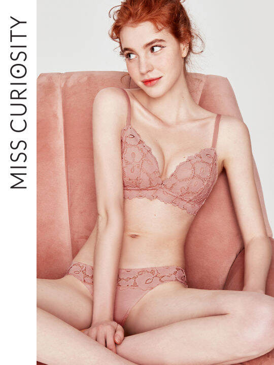 Miss Curiosity French Floral Lace Wireless Push Up Bra for Small
