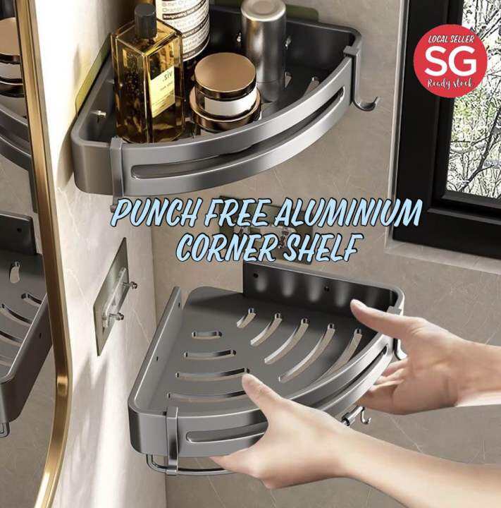 Non drilling Bathroom Corner Shelves Lazada Singapore