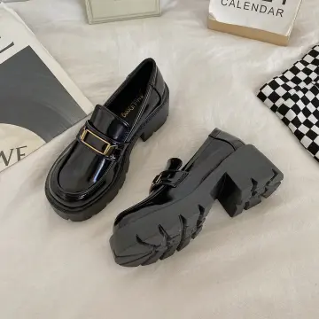 Fashion （matte Black）loafers Women Platform Shoes For Women 2023