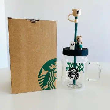 New Limited Edition Starbucks 600ml Green Apron Straw Cup Bear