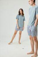 Linen striped drawstring shorts