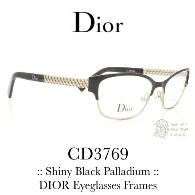 แว่น DIOR กรอบแว่น Christian Dior * ของแท้ 100% รุ่น CD3769 Shiny Black Palladium Silver - DIOR Eyeglasses Frames :: รับประกันศูนย์ 1ปี