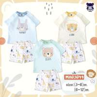 ???? ???? ชุดเซ็ต เสื้อยืดแขนสั้น กระดุมบ่า กางเกงขาสั้น Size : 3-6M 6-12M