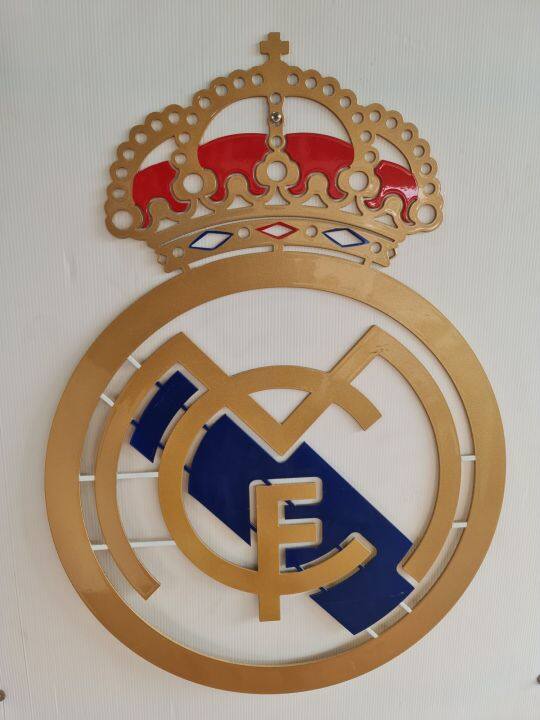 โลโก้-real-madrid-เหล็กตัดเลเซอร์-ขนาด-60x43-เซนติเมตร-เหล็กหนา-3-มิลลิเมตร-แบบแขวน-ติดฝาผนังพ่นสีเหมือนจริงใช้สี-2k-สีพ่นรถยนต์ภายนอกสวยงามคงทนทนแดดทนฝนไม่เป็นสนิมขั้นตอนการทำเหมือนทำสีรถยนต์ภายนอกทุ