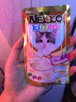 อาหารเปียกแมว nekko kitten รส ทูน่ามูสผสมแซลมอน สำหรับลูกแมว 1 เดือนขึ้นไป 1 ซอง ปริมาณ 70 กรัม