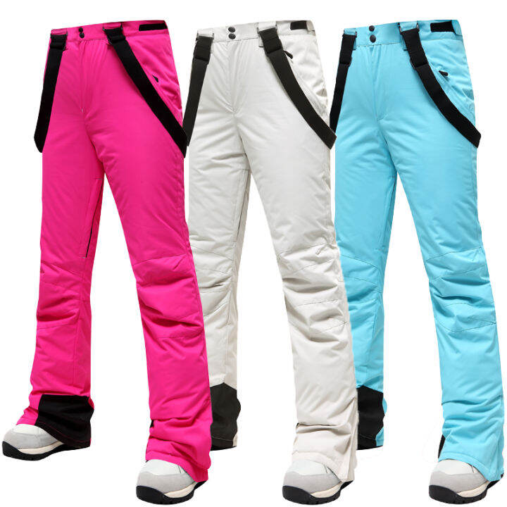 Waterproof Ski Pants for Women, SingleBoard, DoubleBoard, Wind Warm, Thickened, Loose Strap